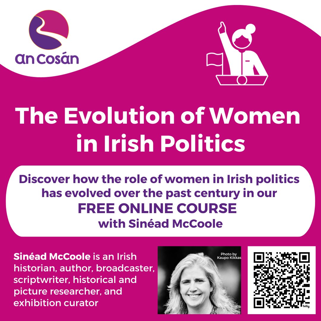 an_cosan's tweet photo. Are you interested in learning about the role of #WomenInPolitics? 

If so, why not join our FREE ONLINE COURSE with @sinead_mccoole starting 5th December?    

Register here >> https://t.co/kot4SRqLEg

#WomenInIrishPolitics #CommunityEducation #AdultEducation #LifelongLearning https://t.co/YpVJM0AQqc
