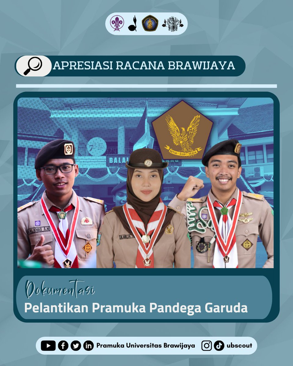 UBscout's tweet photo. [ APRESIASI PELANTIKAN PRAMUKA PANDEGA GARUDA RACANA BRAWIJAYA ]

Hello Genk!!

Tau nggak sih ada 3 anggota Racana Brawijaya yang sudah Pandega Garuda loh 🤩 https://t.co/kUEAurSFZh