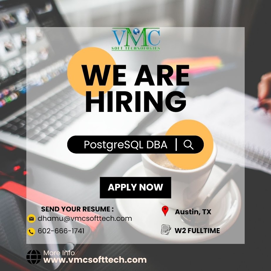 vmc_softtech's tweet image. VMC Soft Technologies looking for a PostgreSQL DBA in Austin, Texas
Apply Now: vmcsofttech.com/careers/
#PostgreSQldba #plsqldeveloper #css #html #backend #developer #coding #webdeveloper #webdevelopment #webdesign #frontenddeveloper #code #programmer #coder #webdev #web