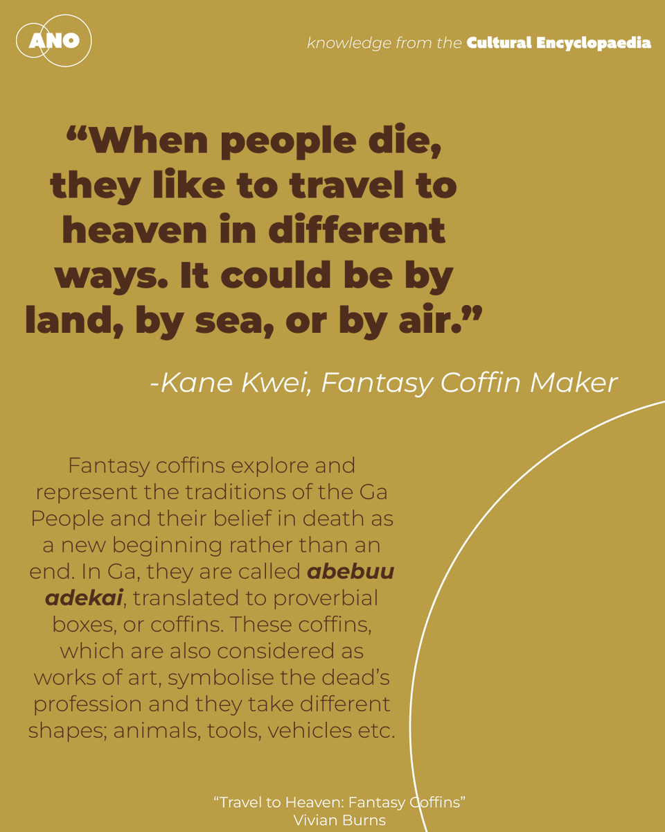 ANOghana's tweet photo. Death is something we must all face. It's often seen as an end, but in Ga cosmology, it's seen as a new beginning. So what is one way of traveling to this new beginning?

Abebuu adekai.  Read about this in Vivian Burns’ “Travel to Heaven: Fantasy Coffins.” https://t.co/uSB5EA35aN https://t.co/byj6TsydMv