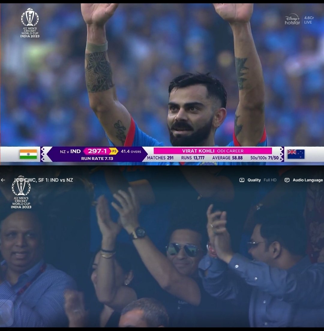 cinecrizz's tweet photo. #INDvNZ 
G. O. A. T of cricket #SachinTendulkar sir record has been broken by the king of cricket #ViratKohli𓃵  one of the finest players that country have Witnessed 50 odi hundreds #ViratKohli  all the best for team #India
 #WorldCup2023 https://t.co/hegWdWB78x