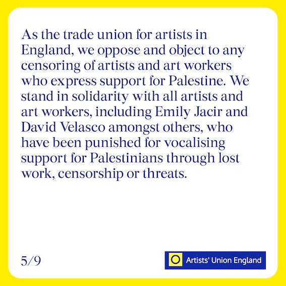 ArtistsUnionE's tweet photo. 2/ Renewed AUE statement on Palestine and Israel. https://t.co/GffsAtOP9t