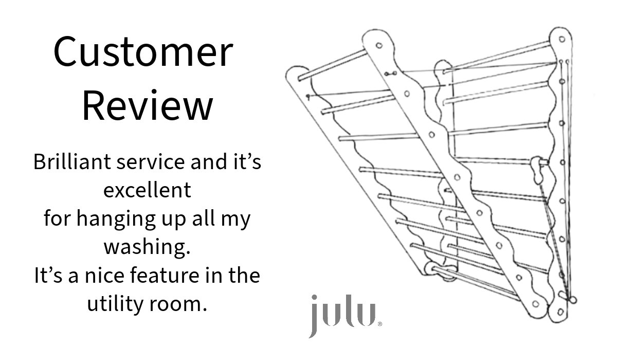 Customer Reviews are a life line to small business's we appreciate every review we receive, Thank you Eliza for this review.

#utilityroomfeature #laundryroom #linedrying #indoordrying
#julu