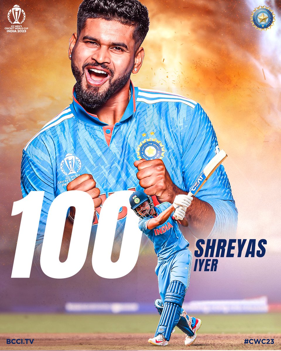 🔙 to 🔙 HUNDREDS in #CWC23 

Shreyas Iyer you beauty 🔥🔥

#TeamIndia | #CWC23 | #MenInBlue | #INDvNZ