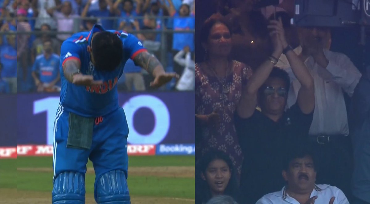 sagarcasm's tweet photo. The Sachin Tendulkar of 2023 is bowing down to the Virat Kohli of 2003 https://t.co/II9u3kSvKJ