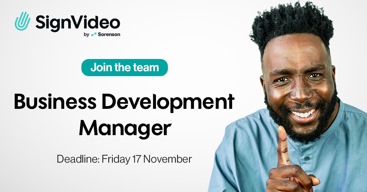 SignVideo's tweet photo. WE'RE HIRING! 

Sorenson UK is looking for a new Business Development Manager to join the growing Consumer Sales team. Does this sound like you? If so, do send in your application today: https://t.co/3bMhlpsdT0

#JoinTheTeam #SorensonVRS #DeafCommunity https://t.co/jhHxPPOQYS