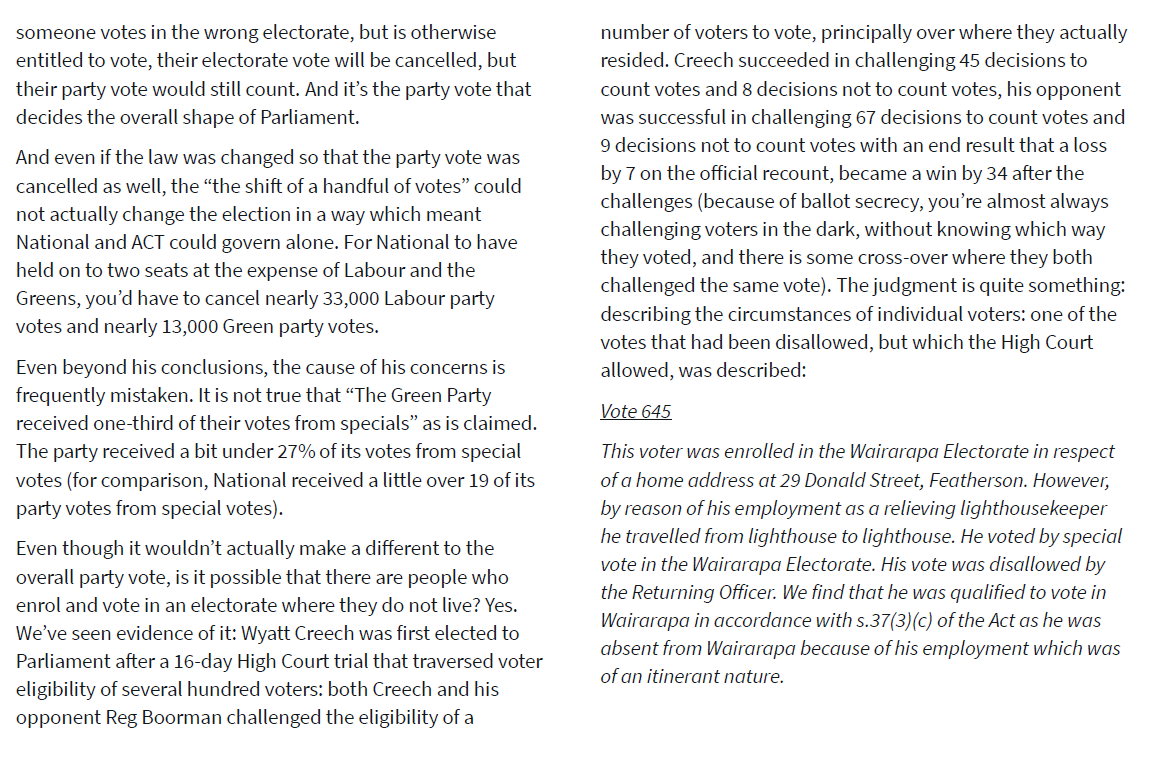 Graeme Edgeler (@graemeedgeler) on Twitter photo Richard Prebble has an <a href="/nzherald/">nzherald</a> article about voter enrolment.
The first problem is that he uses a description of voter enrolment law as he remembers it from the mid-1980s. Except Prebble himself voted to reverse this in 1989.
It's not the only problem.
nzherald.co.nz/business/elect⦠Richard Prebble has an <a href="/nzherald/">nzherald</a> article about voter enrolment.
The first problem is that he uses a description of voter enrolment law as he remembers it from the mid-1980s. Except Prebble himself voted to reverse this in 1989.
It's not the only problem.
nzherald.co.nz/business/electā¦