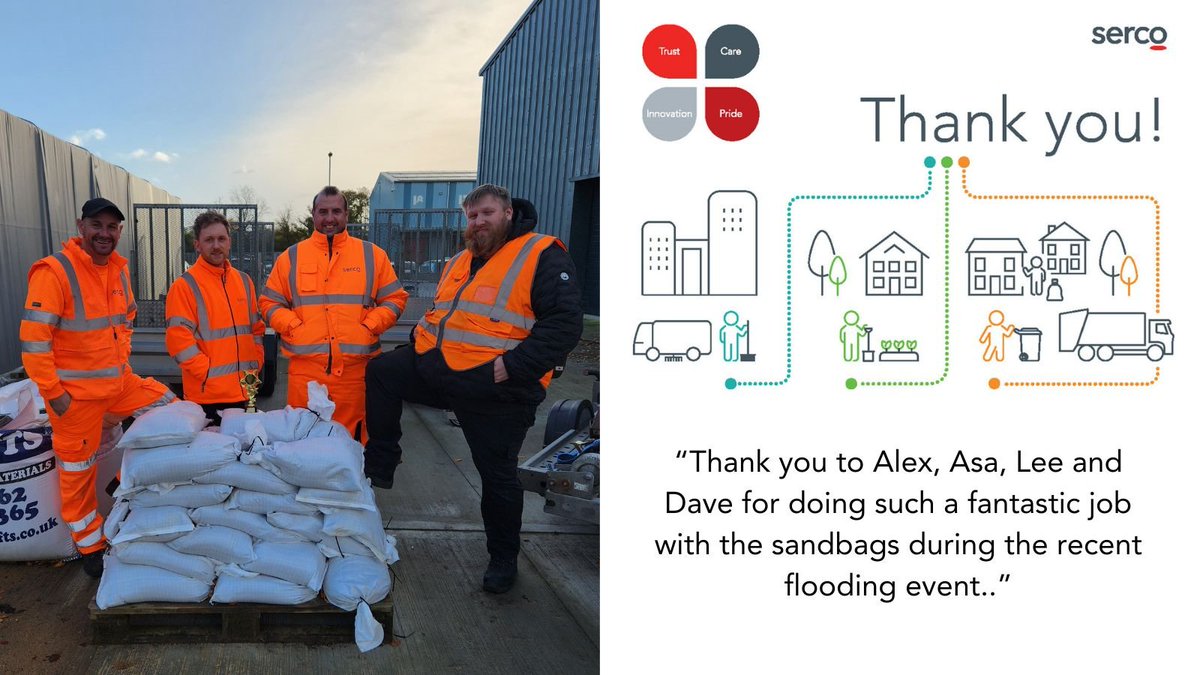 SercoESUK's tweet photo. Alex, Asa, Lee &amp; Dave from our @BreckCouncil team received a big #ThankYou for all their hard work &amp; support to residents during the recent flooding #SercoAndProud https://t.co/JZ1pHtLm3b