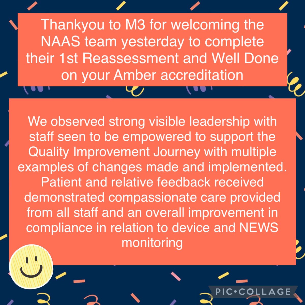 Thankyou to M3 <a href="/SalfordCO_NHS/">Salford Care Organisation</a> for welcoming myself and Louise yesterday to complete your NAAS Re-Assessment and well done on achieving AMBER, a fantastic quality improvement journey 🧡 <a href="/simonhgray/">Simon H Gray RNA BSc MSc 🏴󠁧󠁢󠁳󠁣󠁴󠁿🏳️‍🌈🇪🇺</a> <a href="/JaneGarforth1/">Jane Garforth</a> <a href="/hcarterrje/">helen carter</a> <a href="/jacqui_burrow/">Jacqui Burrow</a> <a href="/heathercaudle/">Professor Heather Caudle</a> <a href="/NCAlliance_NHS/">Northern Care Alliance NHS Foundation Trust (NCA)</a>