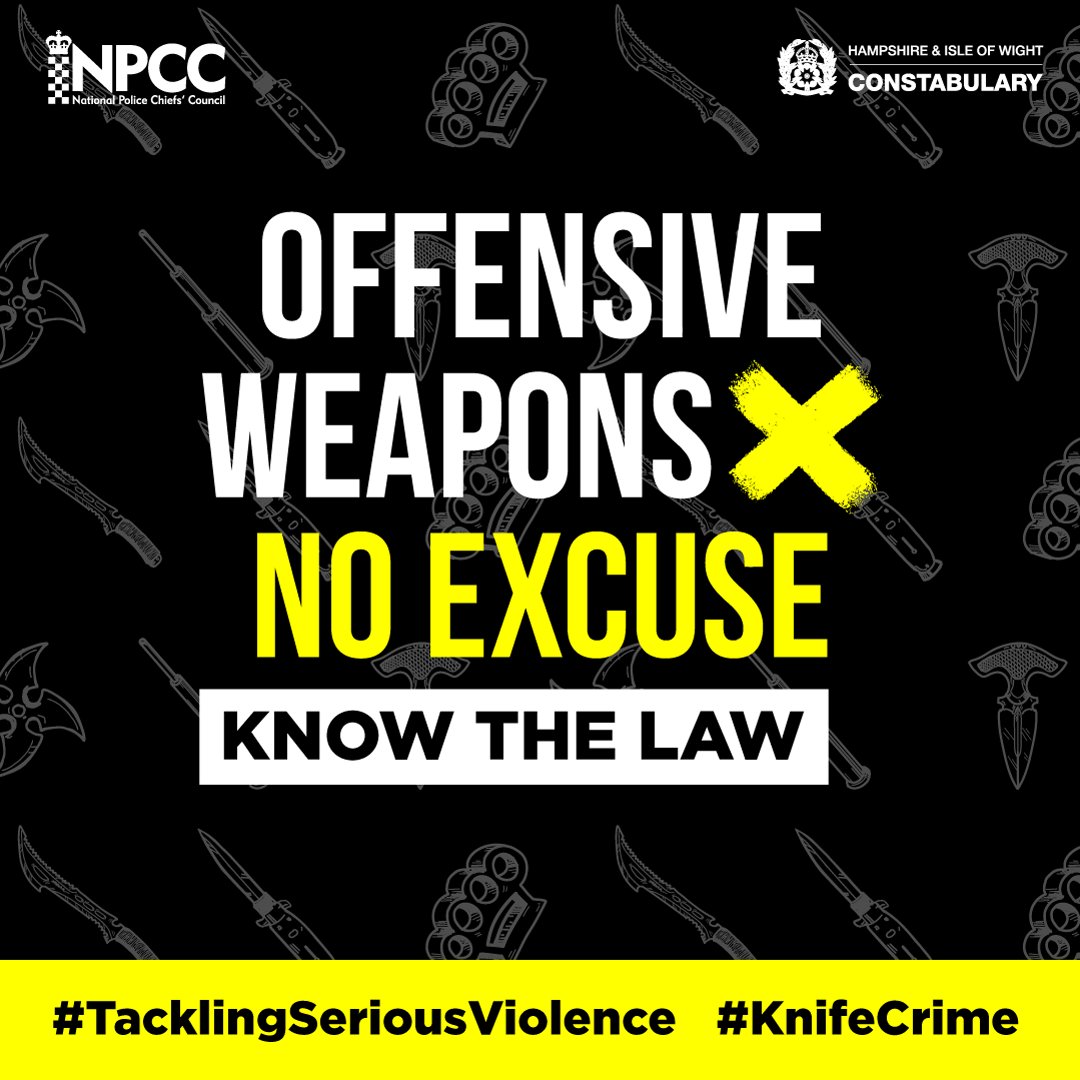 Did you know that possession of a knife carries a prison sentence of up to five years, even if the weapon isn’t used?

Help us with #TacklingSeriousViolence and call 101 if you are concerned about someone carrying a knife, or Crimestoppers anonymously on 0800 555 111. #OpSceptre