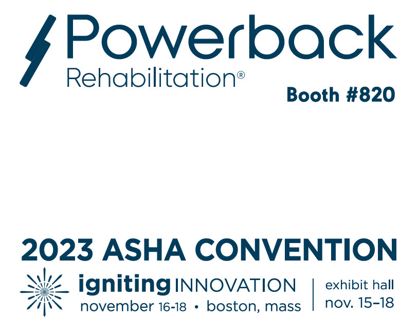 ASHAWeb's tweet image. Thank you to the Exhibit Hall Opening Reception Sponsor, Powerback Rehabilitation. #ASHA23 #slpeeps #slp2b #audpeeps #aud2b
