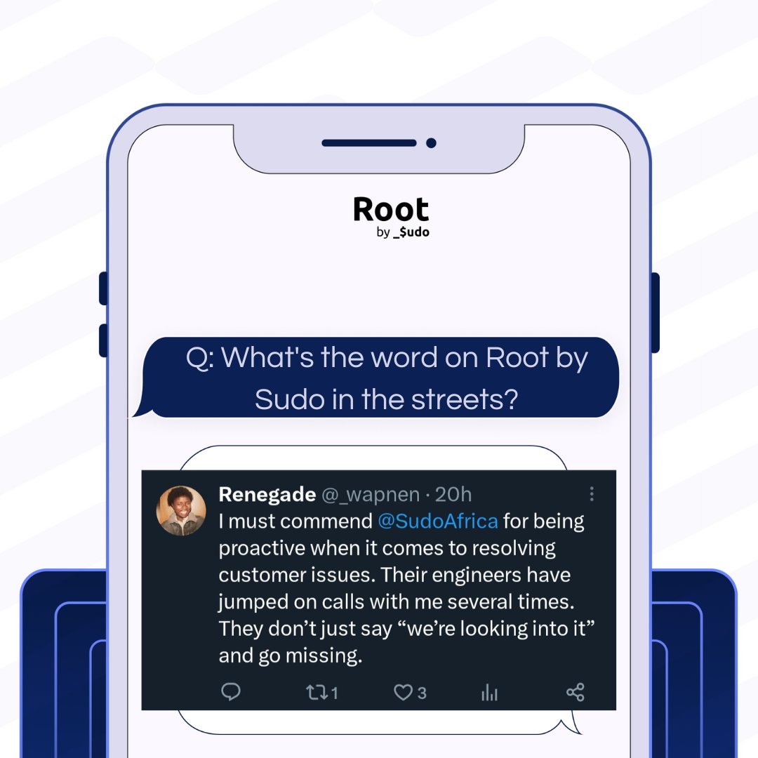 SudoAfrica's tweet photo. Word on the street about Root by Sudo?
Don't take their word for it, try Root by Sudo for yourself!
Tag a friend who should get a Root by Sudo card!
#SudoAfrica #SudoCards #Programmablecards #RootbySudo https://t.co/dmY7LS3Km2