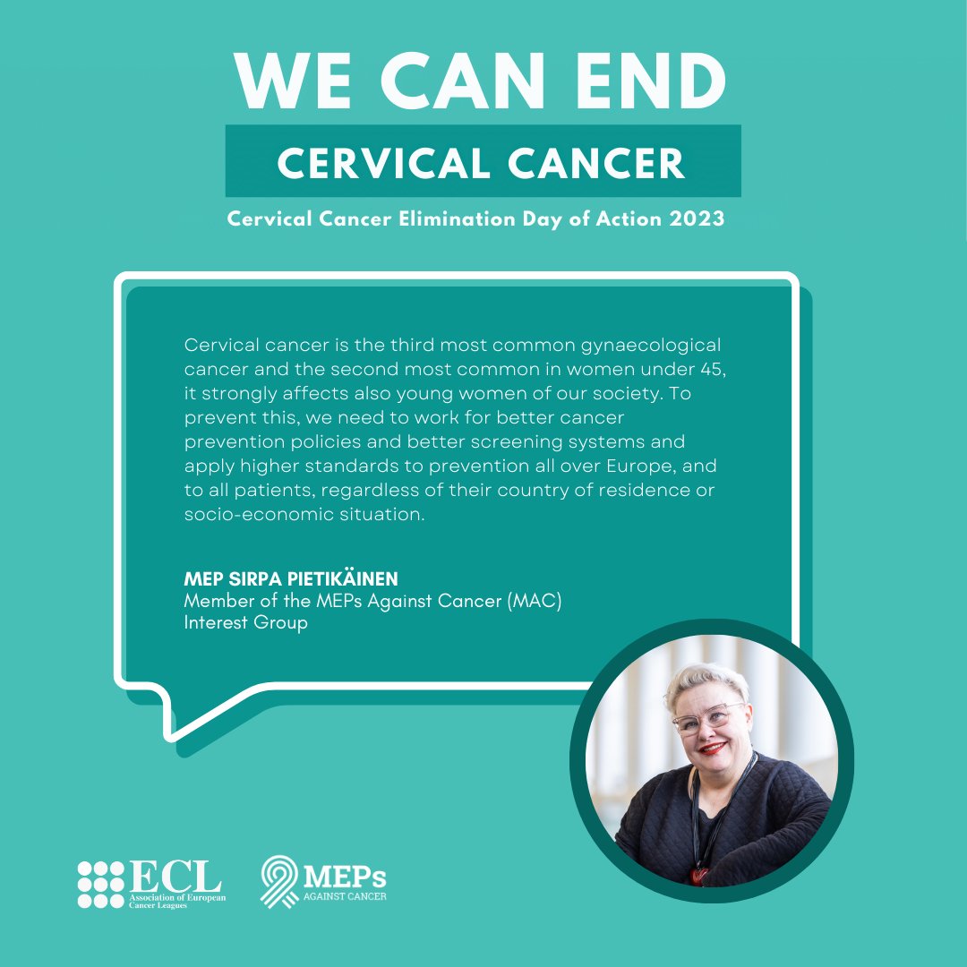 @MetzTilly @MAC_MEPs #CancerPrevention and #CancerScreening programmes play a key role in eradicating #CervicalCancer. Everyone should have access to preventive and early diagnosis measures. Learn more about the global initiative to #EndCervicalCancer: bit.ly/466Leg5