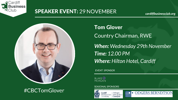 CdfBusinessClb's tweet photo. End your month with a bang at #CardiffBusinessClub

On 29 November, we will be joined by guest speaker Tom Glover for an exclusive lecture and lunch event sponsored by @blakemorganllp!

Don’t miss out: https://t.co/CmRIVvQuxj 
#CardiffNetworking #CBCTomGlover https://t.co/gdS3cMknYN