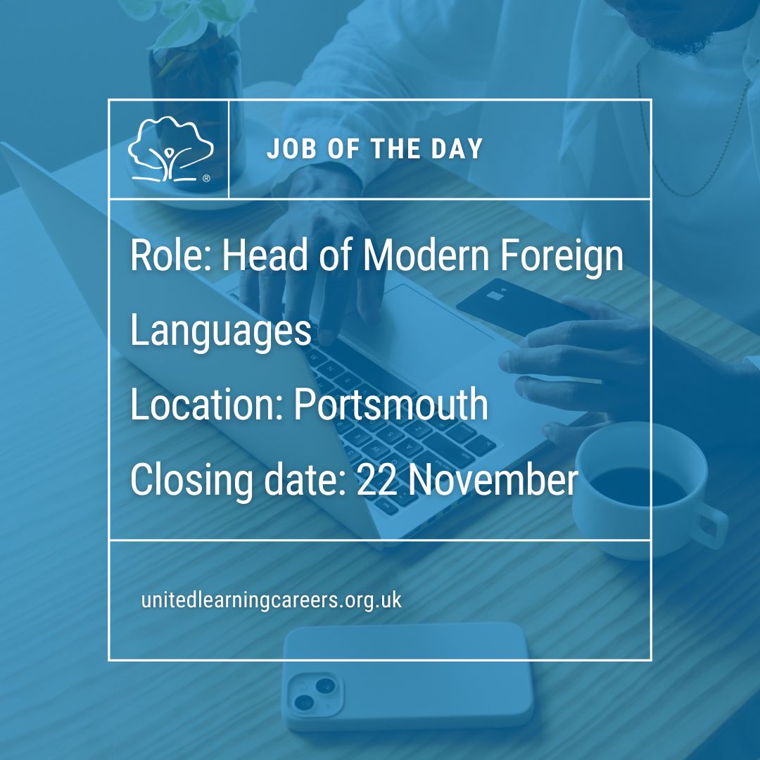 ULCareersFeed's tweet photo. 📣 Job of the day 📣  
 
We are looking to hire a Head of Modern Foreign Languages.

If this could be you, find out more and apply now: https://t.co/FpWpaoNqqy

#JobOfTheDay #NowHiring #JobSearch #Hiring #Vacancy #ApplyNow #Education #OpenToWork #Jobs2Apply4 #JOTD https://t.co/OAsvh9kzu6