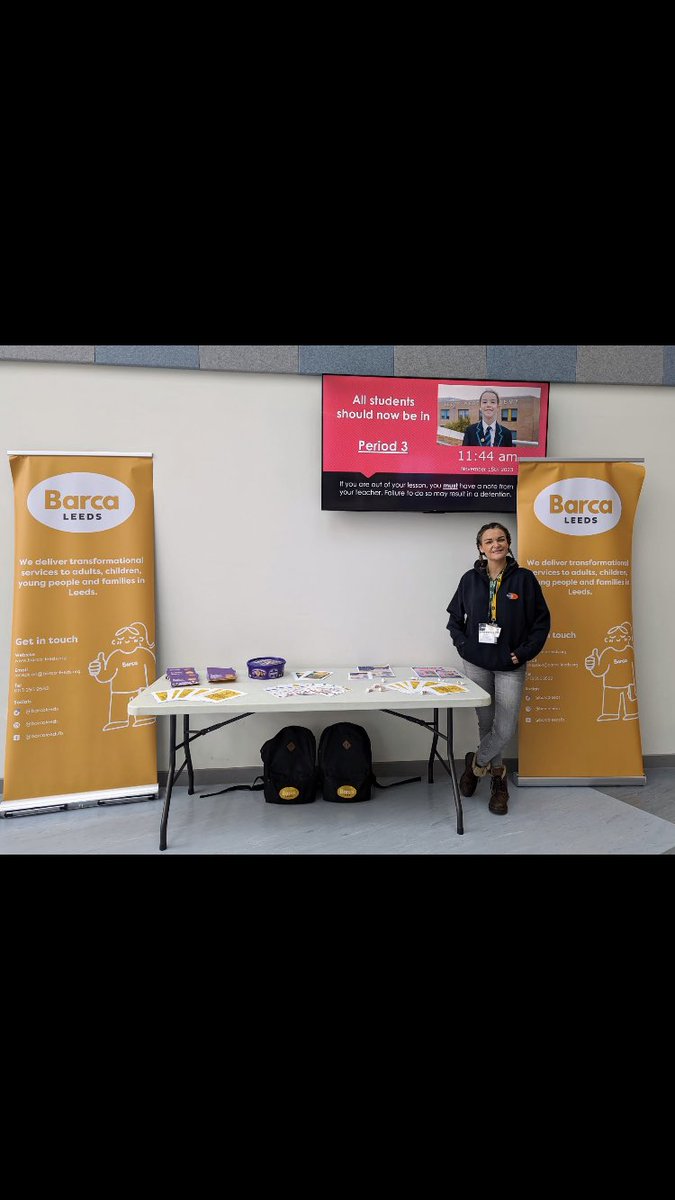 Barcaleedsyp's tweet photo. Today we are at @LeedsWestWay promoting our youth groups and CYP Services during lunch. Looking forward to meeting everyone 👍🏻 #YouthWork #Support #Communityoffer #LeedsYouthAlliance @BARCALeeds @kevin_ritchie1 @HelenBarcaLeeds @SaferLeeds https://t.co/Ifk31dmpeY