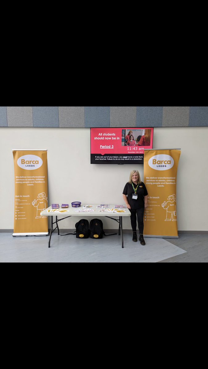 Barcaleedsyp's tweet photo. Today we are at @LeedsWestWay promoting our youth groups and CYP Services during lunch. Looking forward to meeting everyone 👍🏻 #YouthWork #Support #Communityoffer #LeedsYouthAlliance @BARCALeeds @kevin_ritchie1 @HelenBarcaLeeds @SaferLeeds https://t.co/Ifk31dmpeY