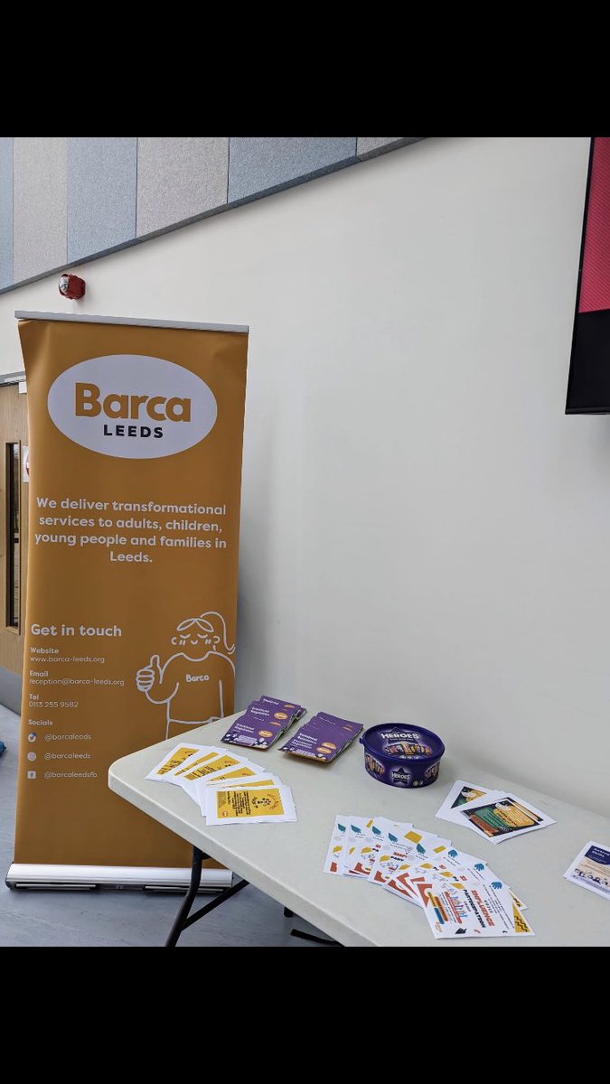 Barcaleedsyp's tweet photo. Today we are at @LeedsWestWay promoting our youth groups and CYP Services during lunch. Looking forward to meeting everyone 👍🏻 #YouthWork #Support #Communityoffer #LeedsYouthAlliance @BARCALeeds @kevin_ritchie1 @HelenBarcaLeeds @SaferLeeds https://t.co/Ifk31dmpeY