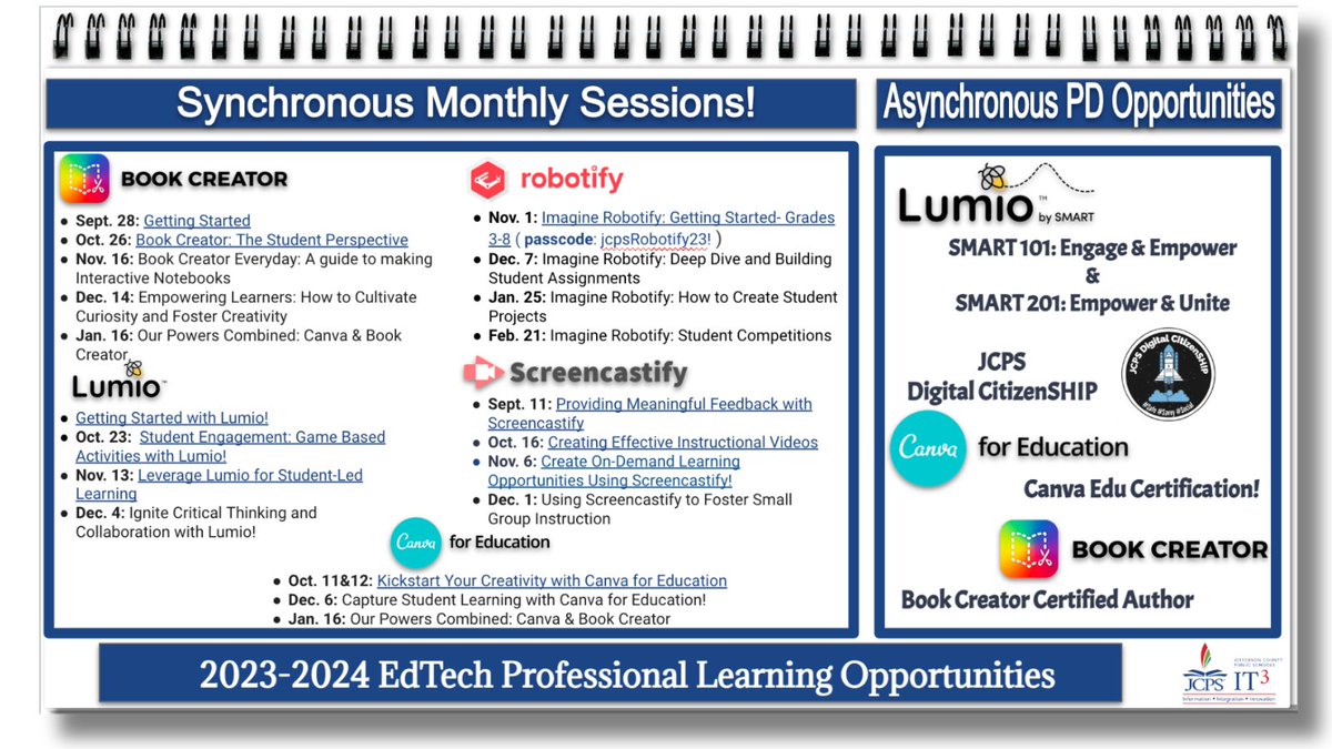 🤯 #JCPSDigIn provides synchronous monthly training for ALL of our Student Engagement Digital Tools! 

👀 If you missed a session, check out our PD slide for the recording &amp; resources from each offered session! docs.google.com/presentation/d…