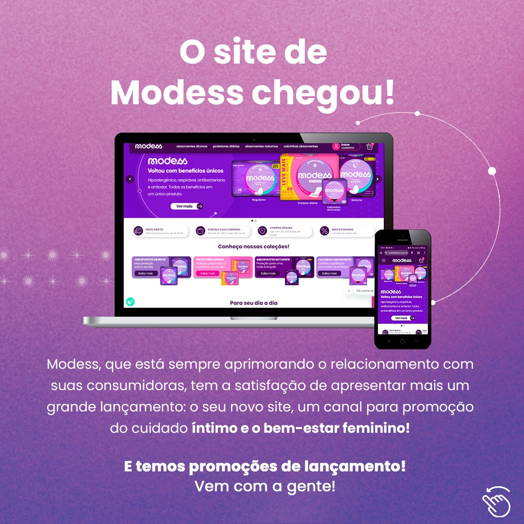 modessbrasil's tweet photo. Modess tem a satisfação de apresentar seu novo site!
Para comemorar este momento especial, preparamos promoções exclusivas de lançamento, como os kits de calcinhas a preços especiais.
Embarque com Modess nesta jornada!
https://t.co/HlX1kZW5hZ
#modessbrasil #agenteseentende https://t.co/GqkJQOflIp