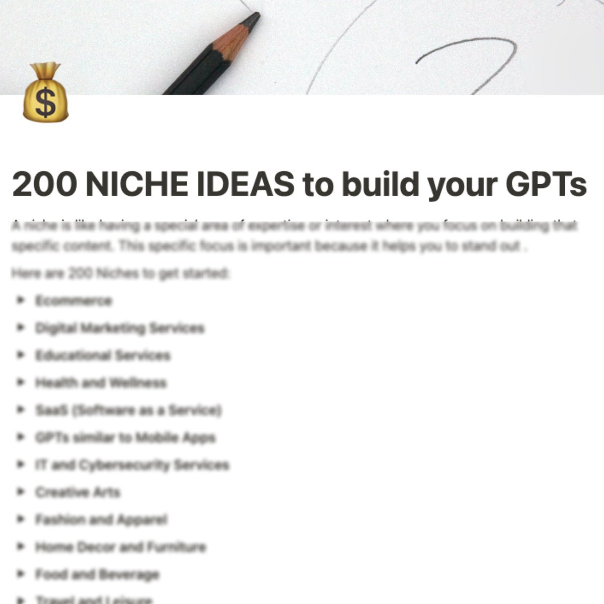 Open AI GPTs will create Future Millionaires

But 99% of people don't know what to build

I created a file with 200 HIGH SELLING NICHE IDEAS to build your own GPTs

Easily worth $99

Yours FREE for 24 hours

✅ Follow - So that I can send you the Doc
✅ Retweet + Comment “GPT”