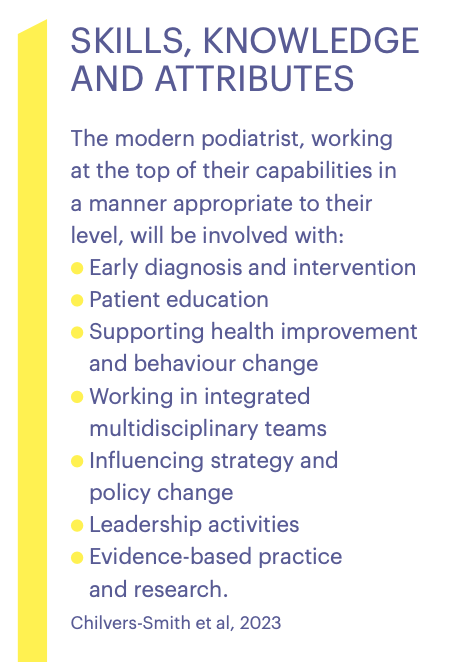 ThePodiatristUK's tweet image. The story draws on findings from a recent project by @RoyColPod and @BrainteePod, which identified the ideal modern podiatrist as an &apos;enhanced generalist’ who works in a wide-ranging foot health team 🏥