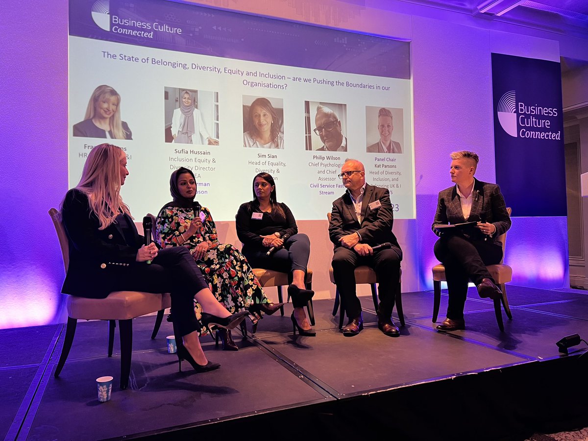 Our #DEI panel from diverse sectors, discussing the state of belonging, diversity, equity and inclusion in our orgs. The main challenges, measuring impact, sustaining DEI focus <a href="/bizcultureawds/">Business Culture Awards 💙</a> <a href="/Fran_E_Williams/">Fran Williams</a> <a href="/Sim_Sian/">Sim Sian</a> <a href="/KatParsonsISS/">Kat Parsons</a>  <a href="/WunThompson/">Wunderman Thompson</a> <a href="/faststreamuk/">Civil Service Fast Stream (UK)</a> <a href="/bizcultureawds/">Business Culture Awards 💙</a>