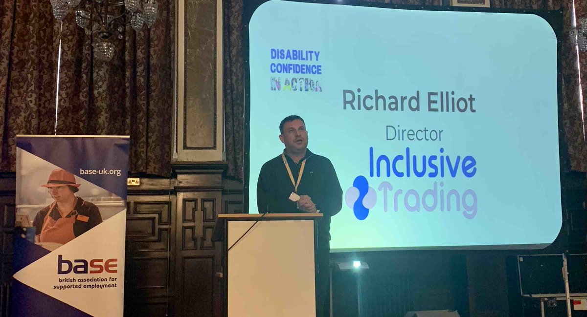 base_tweets's tweet photo. Richard Elliot , Director of Inclusive  Trading CIC on the symbiotic relationship between BASE and Inclusive Trading.
#Values #Training #PartnershipWorking #Quality #PrincipalSponsor #DisabilityConfidenceInAction https://t.co/nZtJUGHyBI