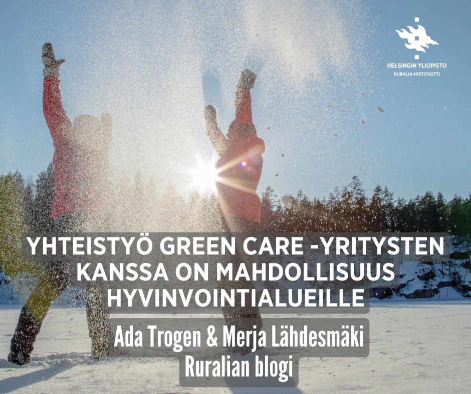 #Greencare-yrittäjiä tuntuu vaivaavan epätietoisuus siitä, miten yhteistyö hyvinvointialueiden kanssa tulisi aloittaa, kirjoittavat tutkijamme Ada Trogen ja Merja Lähdesmäki Ruralian blogissa. 👇

blogs.helsinki.fi/hy-ruralia/202…

#sote #hyvinvointialueet #soteuudistus <a href="/gcfinland/">Green Care Finland ry</a>