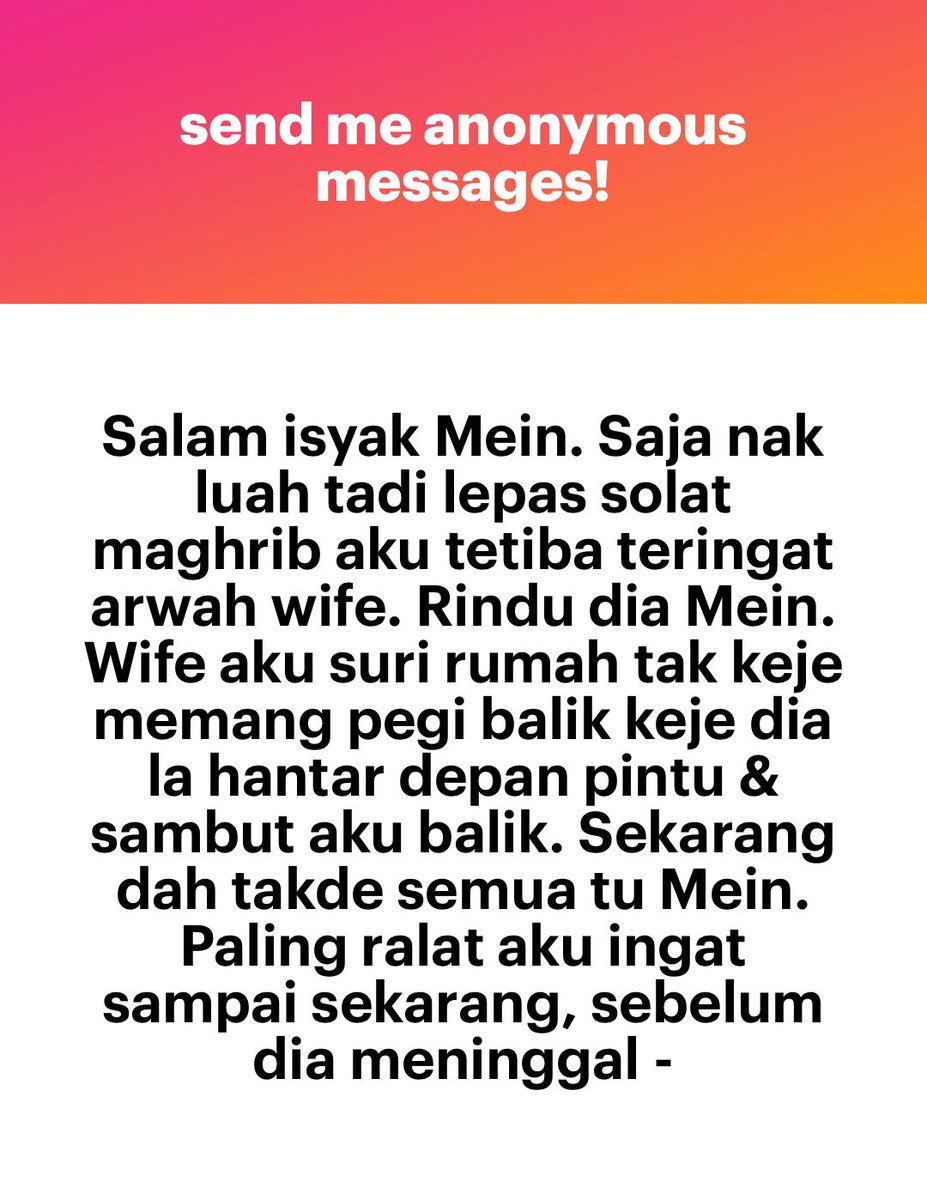 meinmokhtar's tweet photo. Luahan suami. https://t.co/twTbdNfEJz