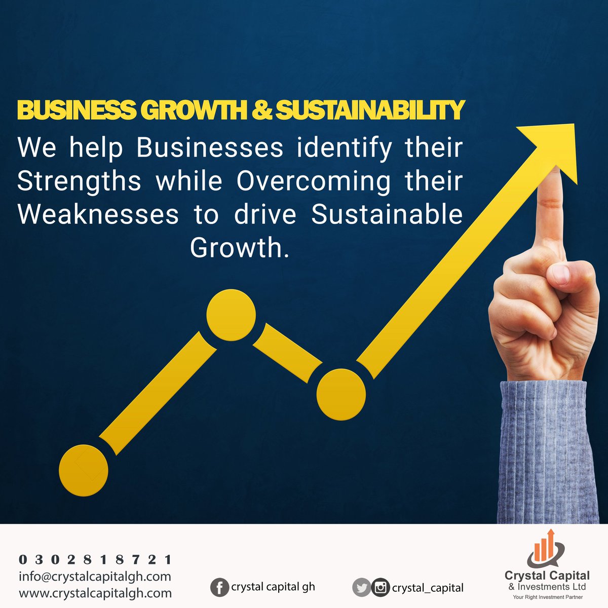 Crystal_Capital's tweet photo. Get you a partner who will not only provide you with strategies for your business growth but will assist you to effectively implement those strategies.
We provide the best advisory services!
#BeMoneyWise #Money #Invest 
#Rightpartner #Crystalcapital 
#AskUsHow 
0302818721 https://t.co/vHhN6Sw3ZQ