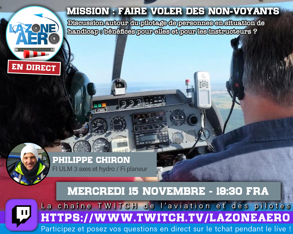 lazoneaero's tweet photo. A 19:30 ce soir, on parle pilotage de personne en situation de handicap, avec Philipe (FI), Clarisse (son élève) et Alain, référent Handi à la FFPLUM. Venez avec vos questions et découvre les témoignages. Rien n'est impossible! #lazoneaero #direct #twitch #FFPLUM #handi https://t.co/uXwqJDu8ny