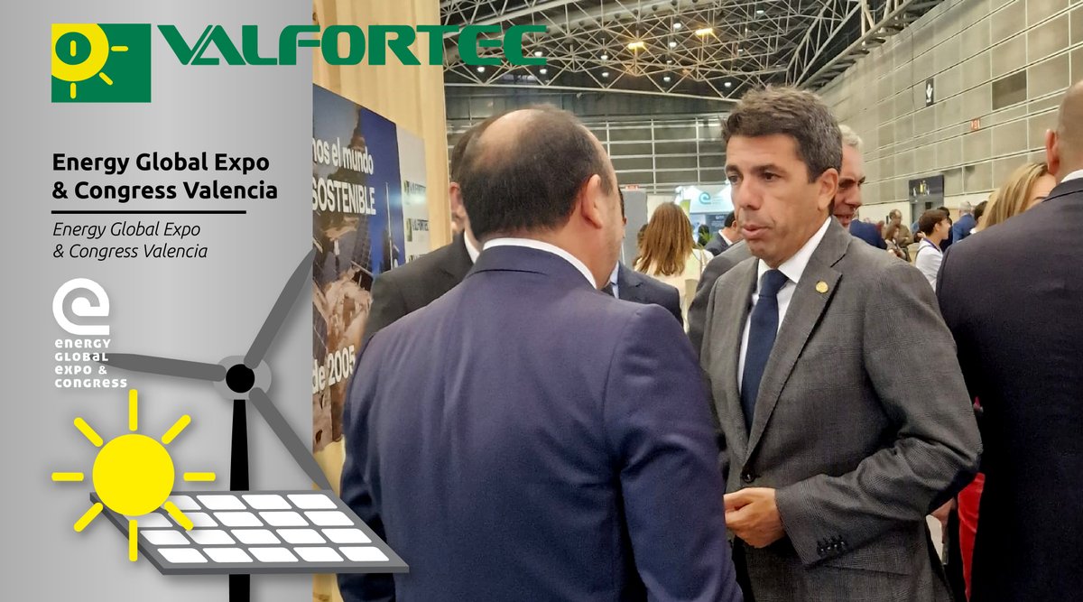 Valfortec's tweet photo. En la jornada de ayer de 🔋 @EnergyGlobalVLC tuvimos el placer de 👏 recibir en nuestro stand a @carlos_mazon_, President de la @generalitat. 😉Fue una visita muy agradable donde Fidel Roig, CEO de #Valfortec, tuvo la oportunidad de presentarle la ☀ empresa con mucha cercanía. https://t.co/qn4fKtqEuQ