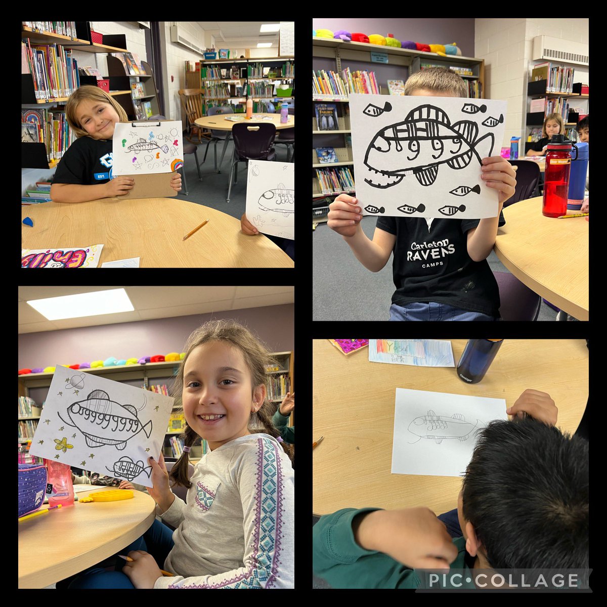 MsBaker_5's tweet photo. Thank you so much @MarkSeabrook101 for the wonderful art lesson! We all learned so much. Students created beautiful Norval Morisseau inspired art! 🌟@StGregoryOCSB @OttCatholicSB #OCSBart https://t.co/3z9q3etADe