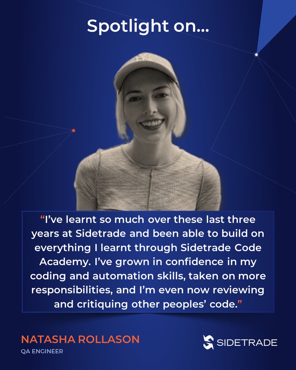 Sidetrade's tweet photo. This weekโs โSpotlight on...โ post features Natasha, a #SidetradeCodeAcademy graduate. Explore her journey in the @Medium article ๐ https://t.co/DqZCJVSMwJ and find out more about Sidetrade Code Academy to jumpstart your coding career๐ https://t.co/ePk6xnDKed #NowHiring https://t.co/dAnB0cHROl