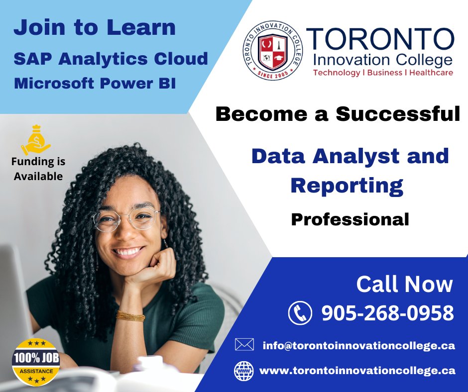 IibsSap38978's tweet image. SAP SAC, Microsoft Power BI, Tableau- Get trained to work
Avail funding opportunities Guarantee of 100% job assistance
Batch Start Date 02 Dec. 2023 Sat For further details contact us via email at info@torontoinnovationcollege.ca or call at +1-905-268-095
#AnalyticsCloud