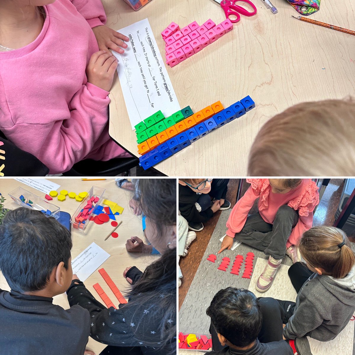 MrsCaringi's tweet photo. We are learning to create, extend and describe growing patterns! Awesome work Grade 2s! @St_EVAN_Caledon https://t.co/qhfIymvnjR