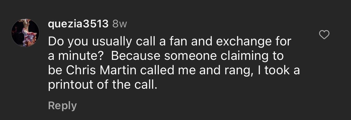 coldplaycomment's tweet image. Do you usually call a fan and exchange for a minute?