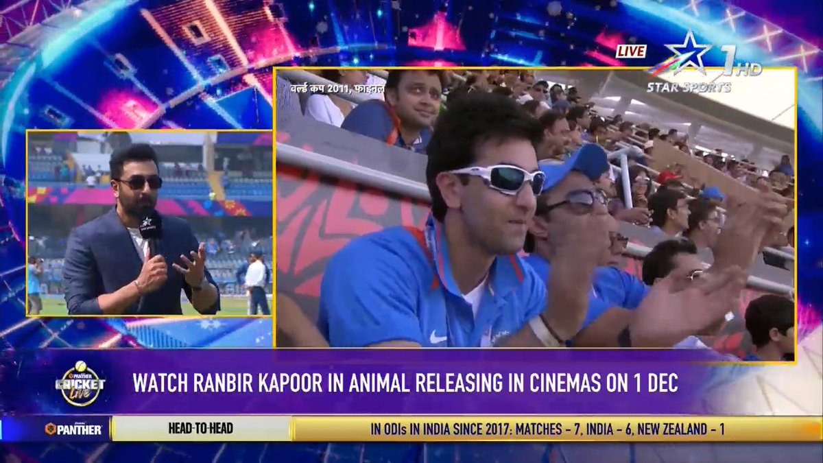 #RanbirKapoor unleashing his wild side at Wankhede and cheers for #TeamIndia🇮🇳

#AnimalTheFilm #AnimalOn1stDec #CricketLive #INDvNZ #WorldCupOnStar @StarSportsIndia