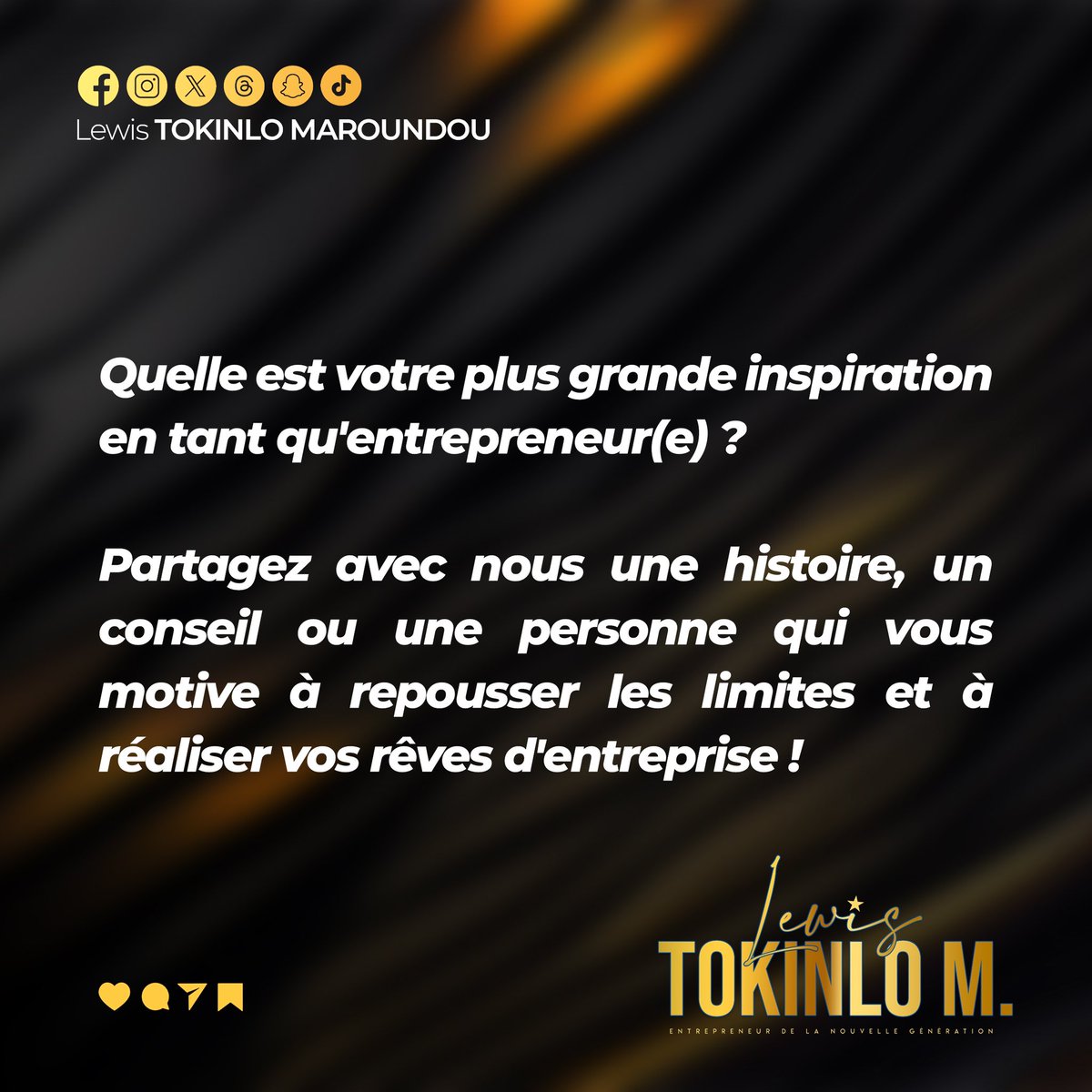 WysFheler's tweet photo. Quelle est votre plus grande inspiration en tant qu'entrepreneur(e) ?
#entrepreneurlife #communication #motivation #Inspiration
@followers https://t.co/OezsWFScct