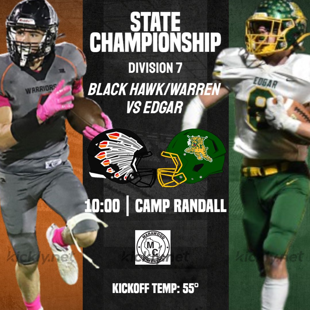 D7 State Championship

Black Hawk/Warren vs Edgar

Tomorrow, 10 AM, Camp Randall

Televised on WAOW in central Wisconsin