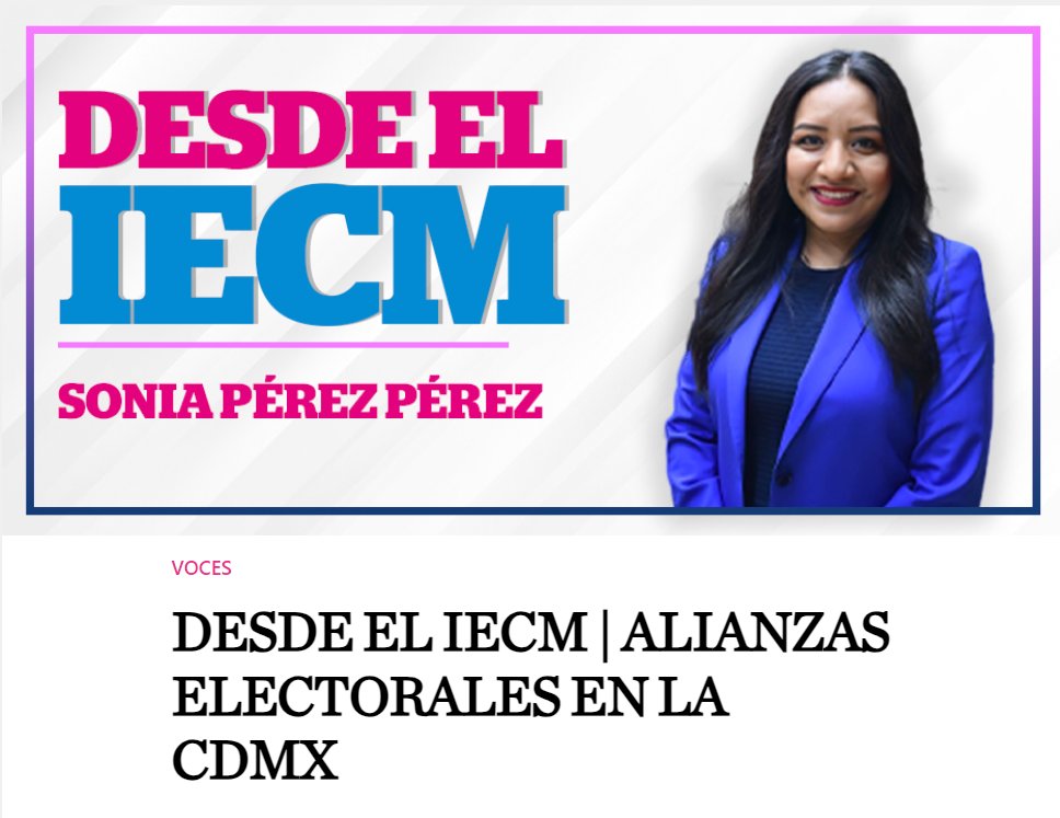 soniaperezmx's tweet photo. En el @IECM hoy vamos a resolver sobre la procedencia de 2 convenios de coalición.( Morena, PT y PVEM) y (PAN, PRI y PRD).

Aquí puedes consultar mi colaboración sobre las alianzas electorales en la CDMX 👇🏽.
https://t.co/WHIe44UEWw https://t.co/90RMS0Ywxw