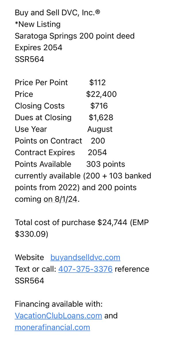 #SaratogaSprings                          #NewListings                                                                                             #DVC #DisneyVacationClub #wdw