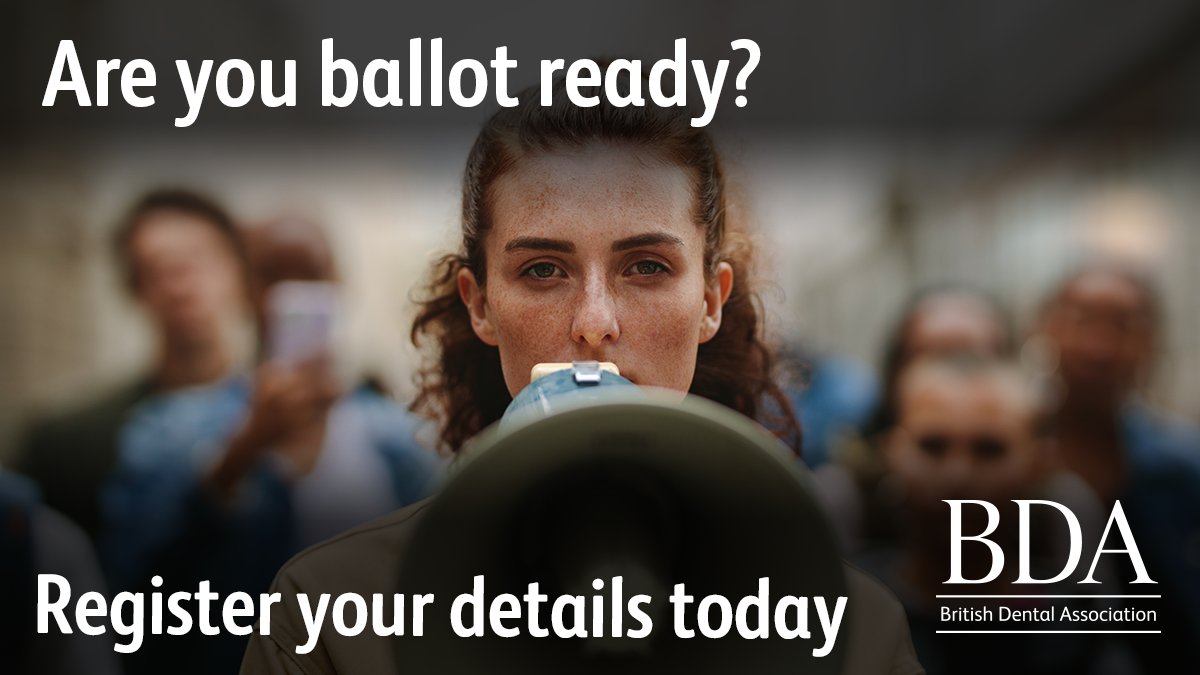 TheBDA's tweet photo. Hospital dentists in Wales: Let's continue the fight for pay restoration.
 
Ensure your record is updated and you are included in any future ballots and industrial action.
 
Register your details today: https://t.co/qH9E0dK738
 
#BDABallotReady #BDAinWales #BDACymru https://t.co/C1UD0L94I4