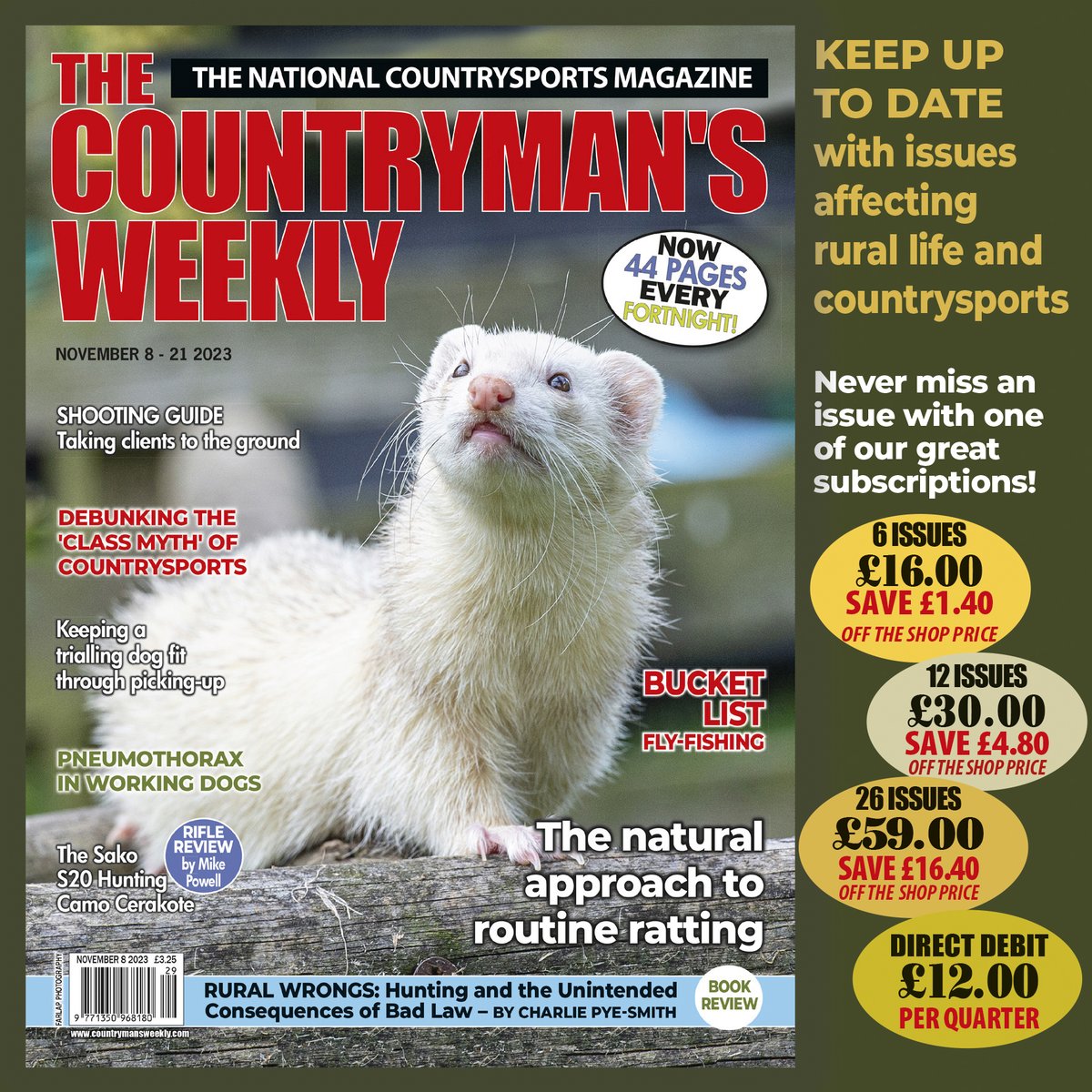 If you would like to find out more about pest control, beating, wildfowling, lurchers, fox control, dog breeding, rifles, gamekeeping, fishing and much more check out the latest issue of The Countrymans Weekly, in the shops now or order shop.countrymansweekly.com/issue/view/iss…