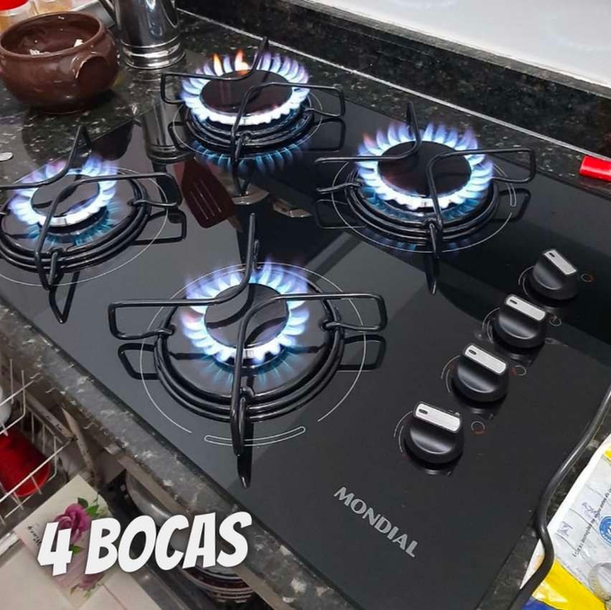 Cooktop a Gás Mondial, 4 Bocas, Bivolt, Preto/Inox – CTG-01
