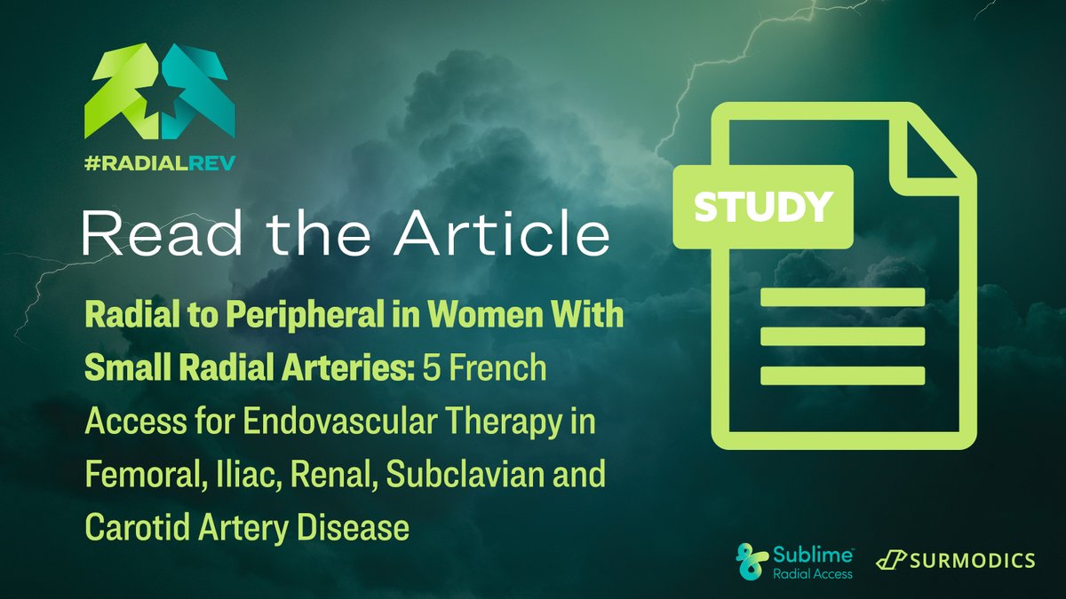 Congratulations to Dr. Robert Minor on his recent publication highlighting the value of 5 Fr access for expanding radial-to-peripheral treatment for women with small radial arteries. hubs.ly/Q028VwJx0 
Rx only. #radialrev #radialfirst #radialaccess