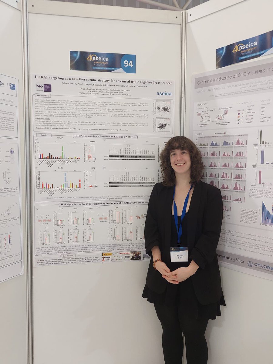 MariaCaffarel's tweet photo. Thanks @ImmunoPetit for presenting our work on IL1 and OSM signalling in breast cancer from @biogipuzkoa at #ASEICAcongress @ASEICAnews. Go and visit Paloma at poster number 94! 👇🏽 https://t.co/QHDJMRMeiX