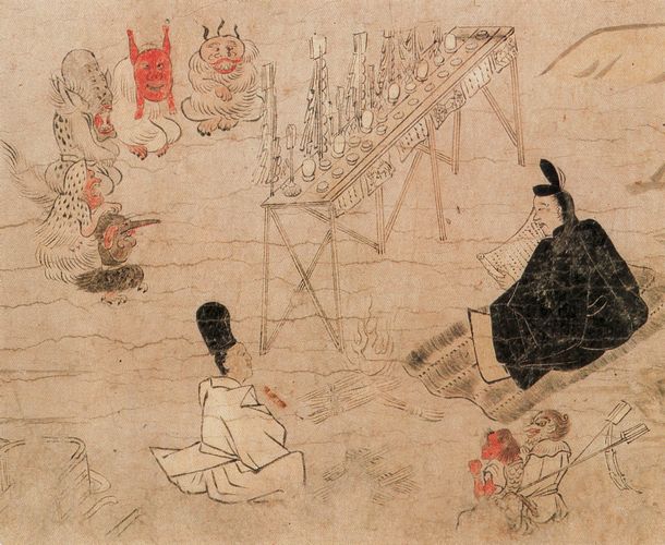 泣不動縁起絵巻、不動利益縁起絵巻などのこういうシーンのことです