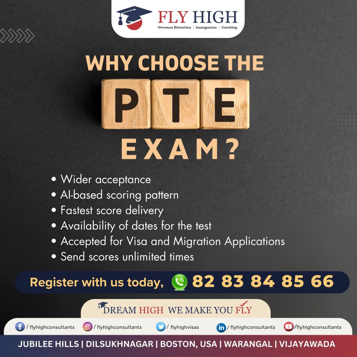 𝐖𝐇𝐘 𝐂𝐇𝐎𝐎𝐒𝐄 𝐓𝐇𝐄 𝐏𝐓𝐄 𝐄𝐗𝐀𝐌?
• Wider acceptance
• Al-based scoring pattern
• Fastest score delivery
• Availability of dates for the test

'
'
'
 Register with us today at 📲: +91 8283848566
#pteexam #pte #ielts #ptepreparation #pteacademic #ptetest #ptecoaching